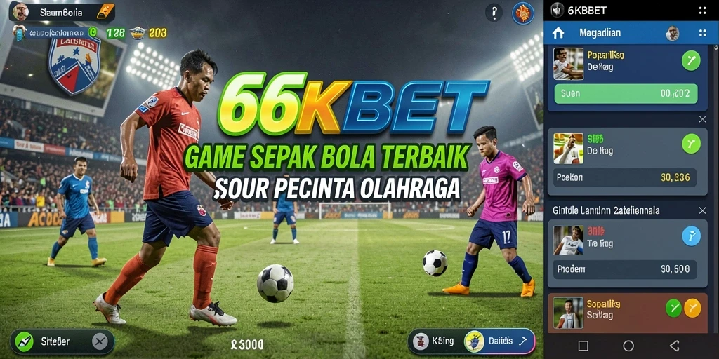 Tampak gameplay seru di 66KBET dengan aksi sepak bola yang dinamis.