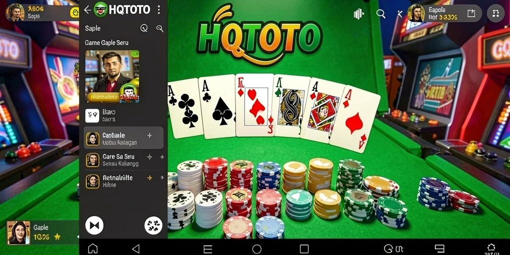 Tampilan gameplay seru HQTOTO dengan fitur Gaple menarik.