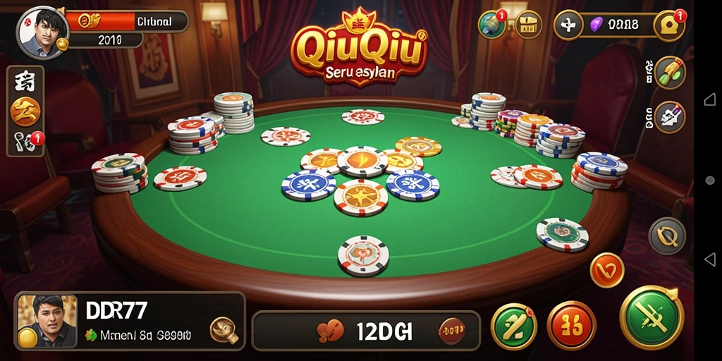 Screenshot utama IDR77 menunjukkan aksi seru permainan QiuQiu.