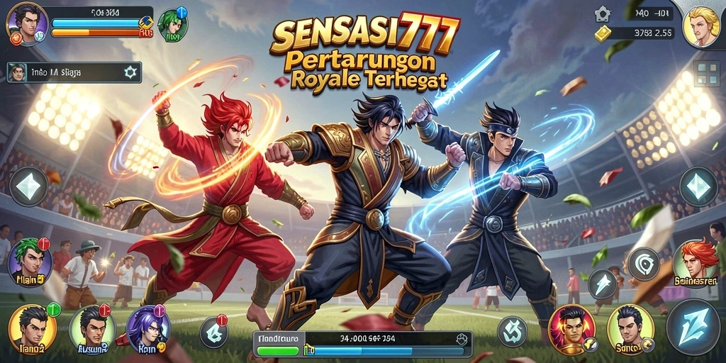Gameplay seru SENSASI777 di arena pertempuran.