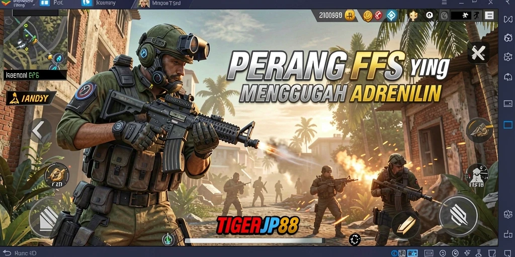 Screenshot game TIGERJP88 menampilkan aksi tembak-menembak yang mendebarkan.